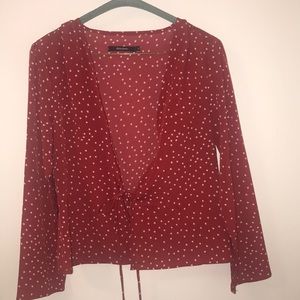 Star tie front blouse
